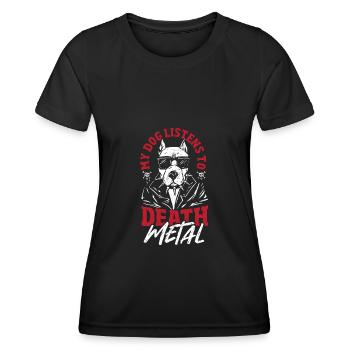 Metalhead Headbanger Heavy Music Death Metal Dog - Women's Functional T-Shirt - black - Front - AI Model Female 172 light (172cm)