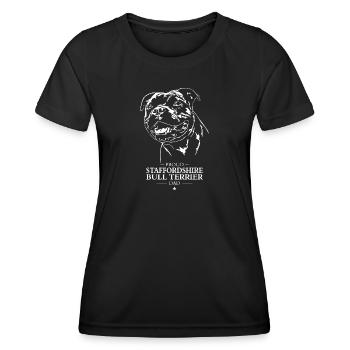 Staffordshire Bull Terrier Dad Dogs Dog Wilsigns - Women's Functional T-Shirt - black - Front - AI Model Female 172 light (172cm)