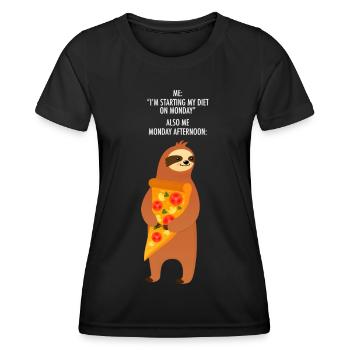 Moi qui commence mon régime paresseux Pizza Tranche d’humour - T-shirt sport Femme - noir - Devant - AI Model Female 172 light (172cm)