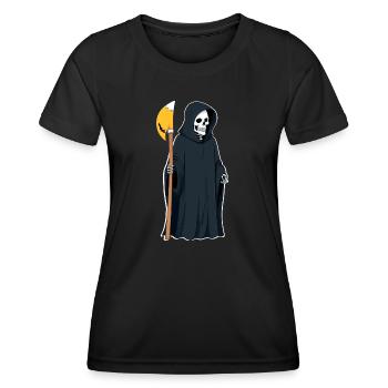 Sensenmann Sense Gevatter Tod - Frauen Funktions-T-Shirt - Schwarz - Vorne - AI Model Female 172 light (172cm)