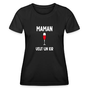 maman veut un kir - T-shirt sport Femme - noir - Devant - AI Model Female 172 light (172cm)