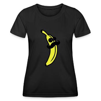 Sir Mustache Banana - Frauen Funktions-T-Shirt - Schwarz - Vorne - AI Model Female 172 light (172cm)