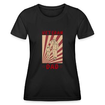 Veteran Dad Papa Vater Vatertag Militär Soldaten - Frauen Funktions-T-Shirt - Schwarz - Vorne - AI Model Female 172 light (172cm)
