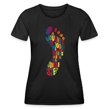 A journey of 1000 miles begins with a single step - Frauen Funktions-T-Shirt - Schwarz - Vorne - AI Model Female 172 light (172cm)