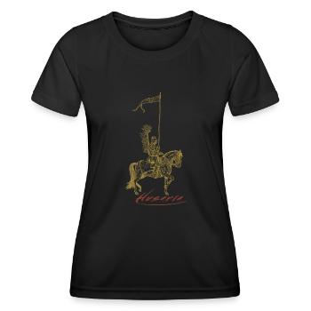 Husaria Kavallerie Polen Flagge Slawen Geschichte - Frauen Funktions-T-Shirt - Schwarz - Vorne - AI Model Female 172 light (172cm)