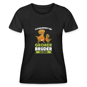 Großer Bruder Dinosaurier Grosser Bruder Geschenk - Frauen Funktions-T-Shirt - Schwarz - Vorne - AI Model Female 172 light (172cm)