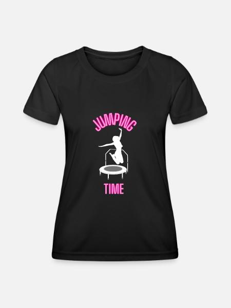Jumping Time Fitnesstrampolin Trampolinspringen - Frauen Funktions-T-Shirt - Schwarz