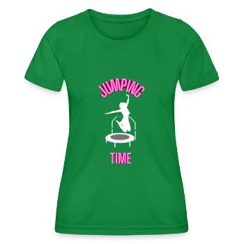 Jumping Time Fitnesstrampolin Trampolinspringen - Frauen Funktions-T-Shirt - Kelly Green - Vorne - AI Model Female 172 dark (172cm)