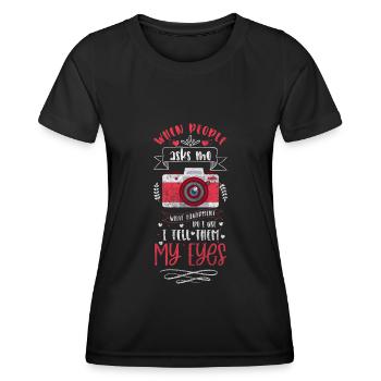Camera Hobby Passion Photo Shoot - Women's Functional T-Shirt - black - Front - AI Model Female 172 light (172cm)