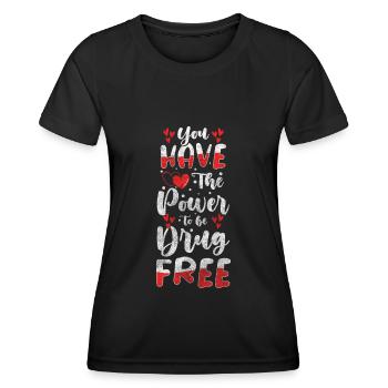 Drogenfrei - Frauen Funktions-T-Shirt - Schwarz - Vorne - AI Model Female 172 light (172cm)