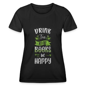 Buveur de thé Time Out Thé vert - T-shirt sport Femme - noir - Devant - AI Model Female 172 light (172cm)