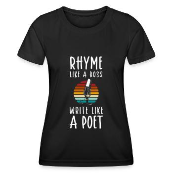 Poésie Auteur Littérature Livre - T-shirt sport Femme - noir - Devant - AI Model Female 172 light (172cm)