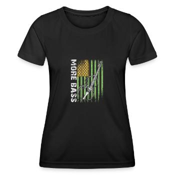 Plus de contrebasse basse avec drapeau américain - T-shirt sport Femme - noir - Devant - AI Model Female 172 light (172cm)