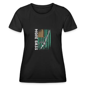 More Bass Double Bass with American Flag - Women's Functional T-Shirt - black - Front - AI Model Female 172 light (172cm)