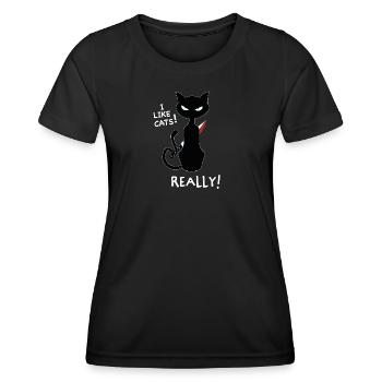 Ich mag Katzen! Lustiges Kitty Shirt Design - Frauen Funktions-T-Shirt - Schwarz - Vorne - AI Model Female 172 light (172cm)