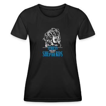 AUSTRALIAN SHEPHERD Stress mich nicht Wilsigns - Frauen Funktions-T-Shirt - Schwarz - Vorne - AI Model Female 172 light (172cm)