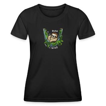 In der Ruhe liegt die Kraft! Faultier Geschenkidee - Frauen Funktions-T-Shirt - Schwarz - Vorne - AI Model Female 172 light (172cm)