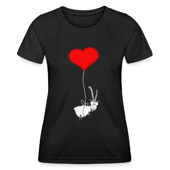 Steinbock mit Herzchen - Frauen Funktions-T-Shirt - Schwarz - Vorne - AI Model Female 172 light (172cm)