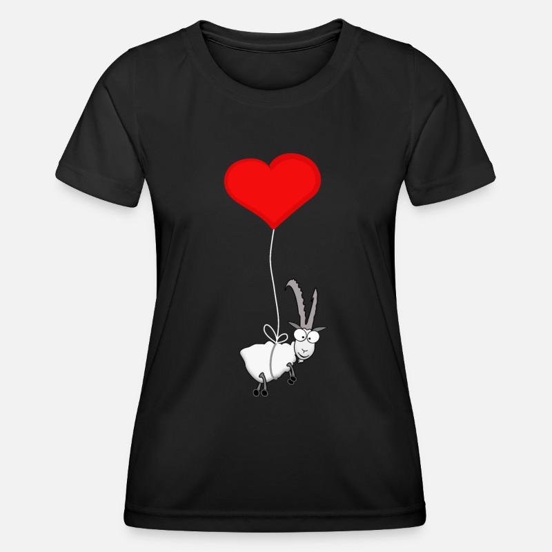 Steinbock mit Herzchen - Frauen Funktions-T-Shirt - Schwarz