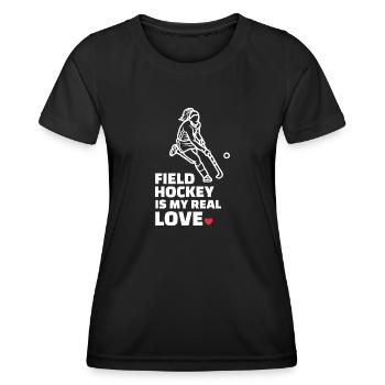Feldhockey - Frauen Funktions-T-Shirt - Schwarz - Vorne - AI Model Female 172 light (172cm)