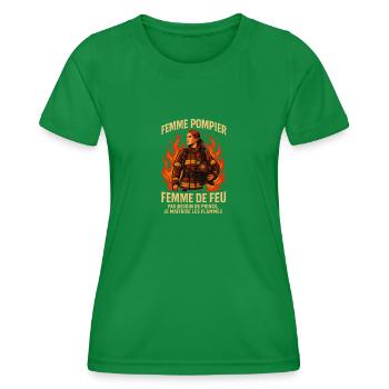 Femme pompier de feu – Courage et fierté... - T-shirt sport Femme - vert - Devant - AI Model Female 172 dark (172cm)