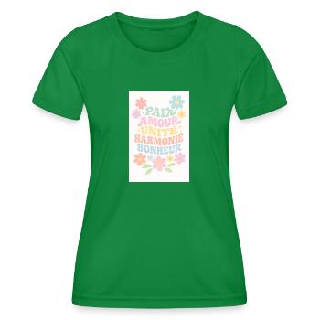 Peace and happiness - T-shirt sport Femme - vert - Devant - AI Model Female 172 dark (172cm)
