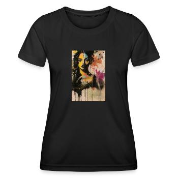 Portrait regard femme omikly cou éclaboussure art - T-shirt sport Femme - noir - Devant - AI Model Female 172 light (172cm)