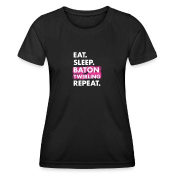Baton Twirler Eat Sleep Baton Twirling - Women's Functional T-Shirt - black - Front - AI Model Female 172 light (172cm)