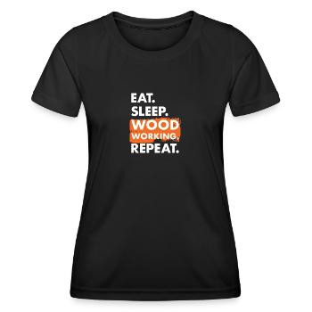 Menuisier Manger Dormir Travail du bois - T-shirt sport Femme - noir - Devant - AI Model Female 172 light (172cm)