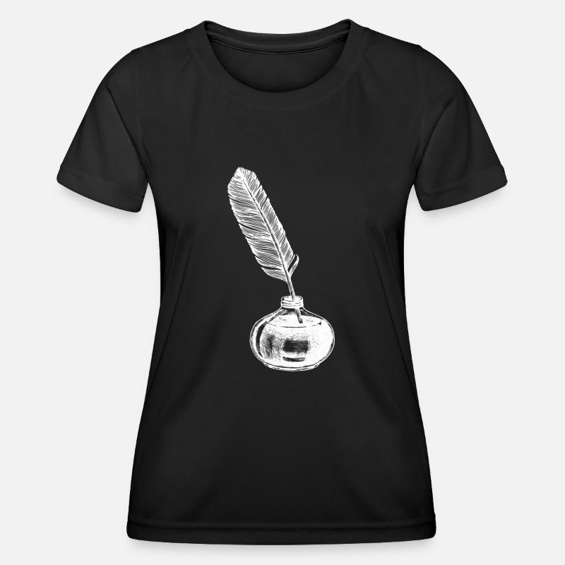 Feather and ink - vintage - Women's Functional T-Shirt - black