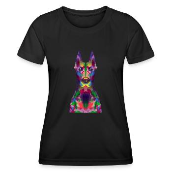 Doberman Pinscher Dog Dobie - Women's Functional T-Shirt - black - Front - AI Model Female 172 light (172cm)