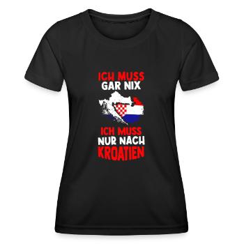 Kroatien Sommerferien Urlaub Sommerurlaub Sonne Ur - Frauen Funktions-T-Shirt - Schwarz - Vorne - AI Model Female 172 light (172cm)