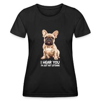 Bouledogue français - T-shirt sport Femme - noir - Devant - AI Model Female 172 light (172cm)