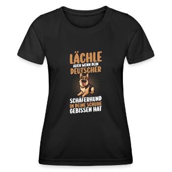 Hund Deutscher Schäferhund - Frauen Funktions-T-Shirt - Schwarz - Vorne - AI Model Female 172 light (172cm)