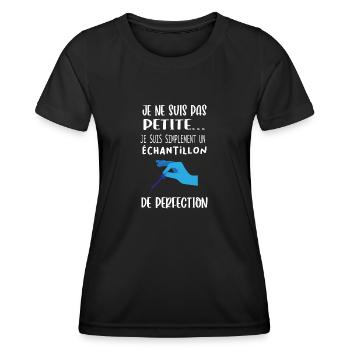 Cadeau humour femme petite taille - T-shirt sport Femme - noir - Devant - AI Model Female 172 light (172cm)