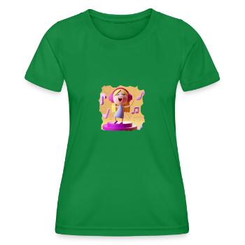 LUSTIGE MUSIK ILLUSTRATION MÄDCHEN 7 - Frauen Funktions-T-Shirt - Kelly Green - Vorne - AI Model Female 172 dark (172cm)