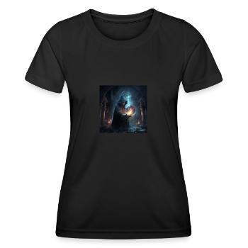 Ein mächtiger Zauberer, der einen Zauber wirkt - Frauen Funktions-T-Shirt - Schwarz - Vorne - AI Model Female 172 light (172cm)