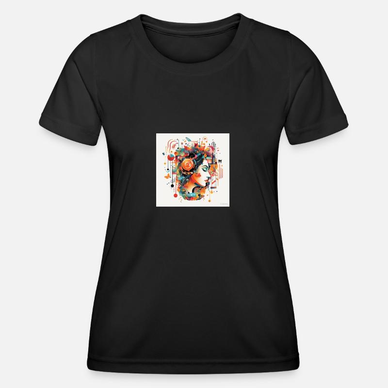 Retro Rhythms: An Ode to Music - Women's Functional T-Shirt - black