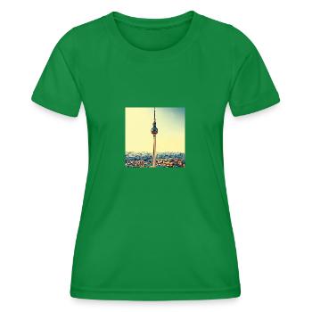 Berlin TV Tower - Women's Functional T-Shirt - kelly green - Front - AI Model Female 172 dark (172cm)