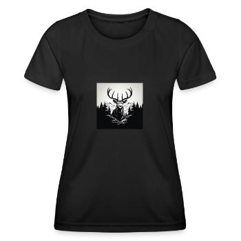 Schwarz Weiß Hirsch - Frauen Funktions-T-Shirt - Schwarz - Vorne - AI Model Female 172 light (172cm)