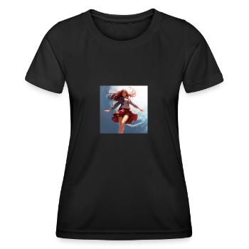 Süßens Anime Girl, floating, short skirt - Women's Functional T-Shirt - black - Front - AI Model Female 172 light (172cm)