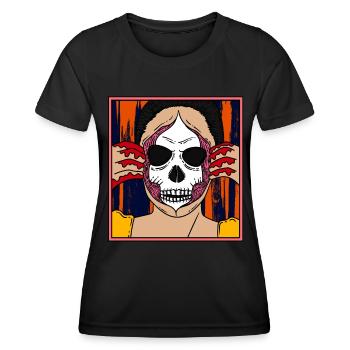 SKULL WOMAN Halloween Apokalypse Horror Monster - Frauen Funktions-T-Shirt - Schwarz - Vorne - AI Model Female 172 light (172cm)