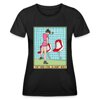 PEE FETISH GIRL GENDER TOILET SEXY - Frauen Funktions-T-Shirt - Schwarz - Vorne - AI Model Female 172 light (172cm)