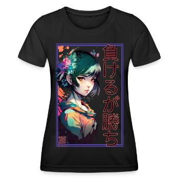 負けるが勝ちCute Animegirl - Frauen Funktions-T-Shirt - Schwarz - Vorne - AI Model Female 172 light (172cm)