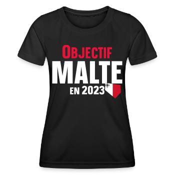 Malte 2023 Maltais Europe Pays Cadeau Humour - T-shirt sport Femme - noir - Devant - AI Model Female 172 light (172cm)