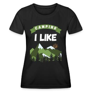 Camping que j’aime - Design - T-shirt sport Femme - noir - Devant - AI Model Female 172 light (172cm)