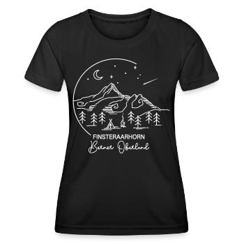 Finsteraarhorn Wandern Bergtour Berner Oberland - Frauen Funktions-T-Shirt - Schwarz - Vorne - AI Model Female 172 light (172cm)