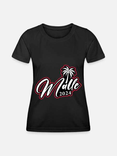 Malle 2024 Mallorca Palme - Frauen Funktions-T-Shirt - Schwarz