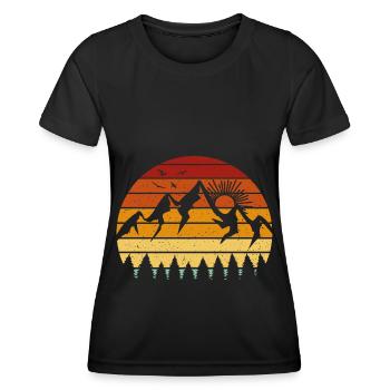Mountains Vintage - (b) - Women's Functional T-Shirt - black - Front - AI Model Female 172 light (172cm)