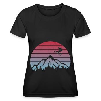 Mountainbiken Vintage - (M) - Frauen Funktions-T-Shirt - Schwarz - Vorne - AI Model Female 172 light (172cm)